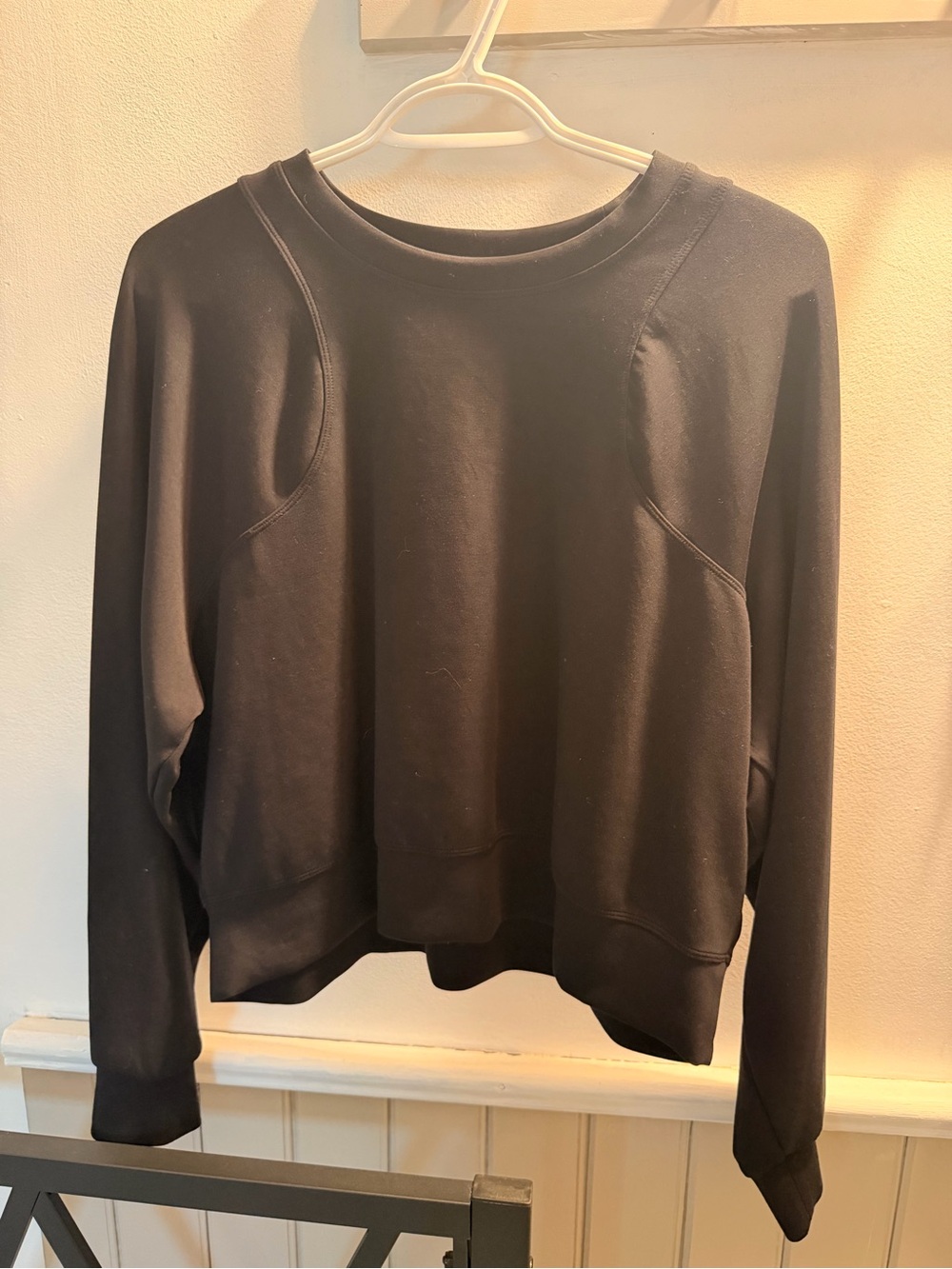HALARA Black Buttersoft Sweatshirt with Subtle Seam Paneling (NEW)